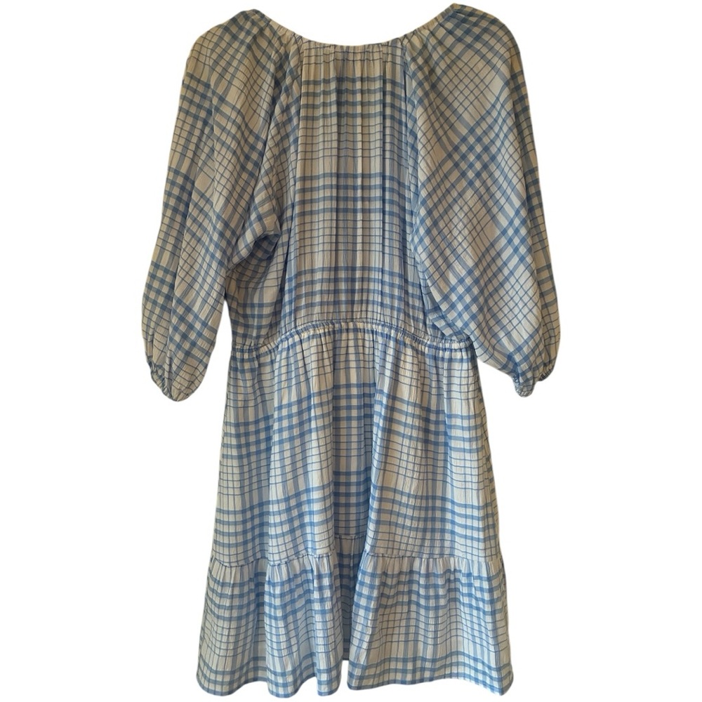 NWT MINKPINK Parker Blue Check Puff Sleeve Mini Dress Size Large L Gingham Plaid - Picture 2 of 4